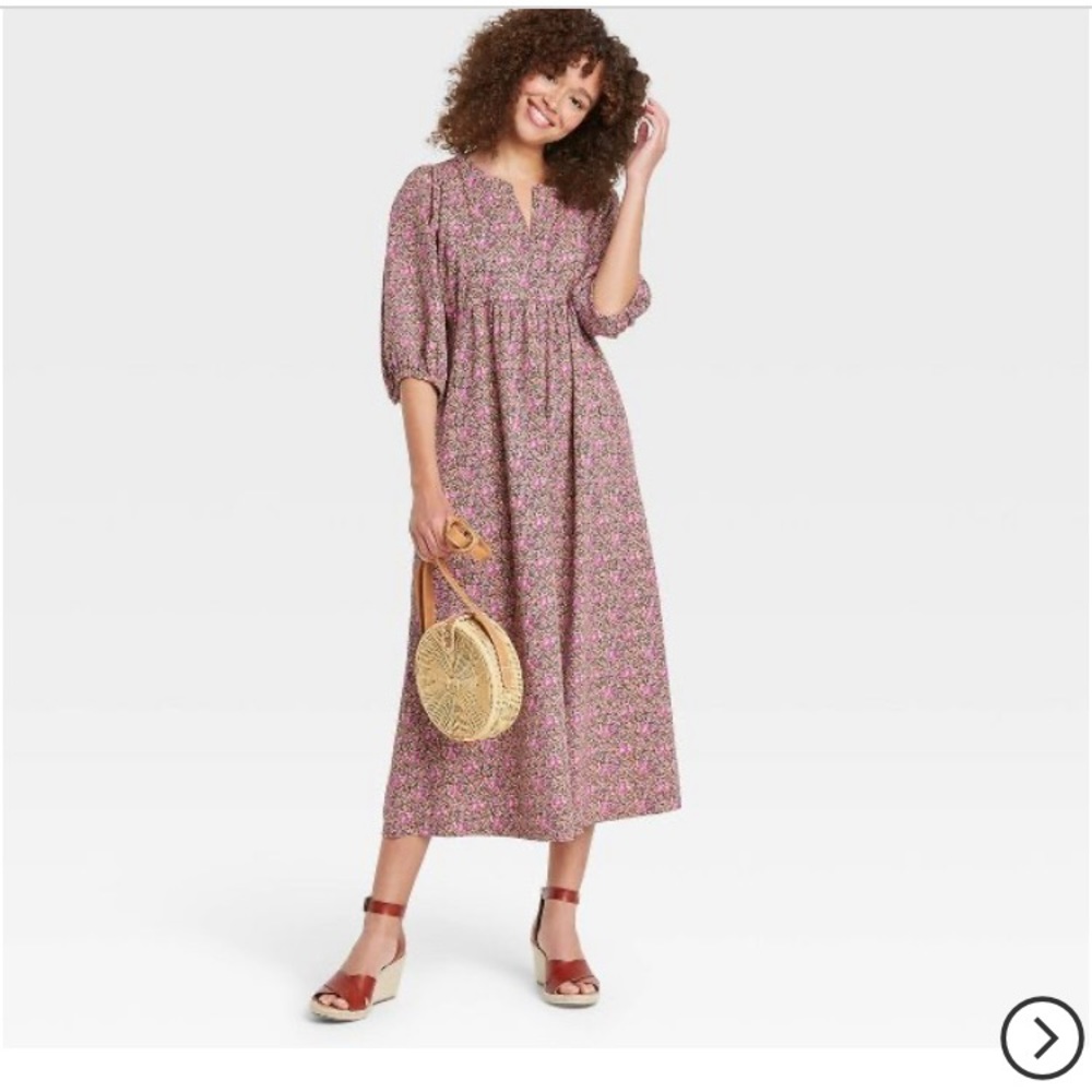 Universal Thread Balloon Elbow Sleeve Dress, Pink